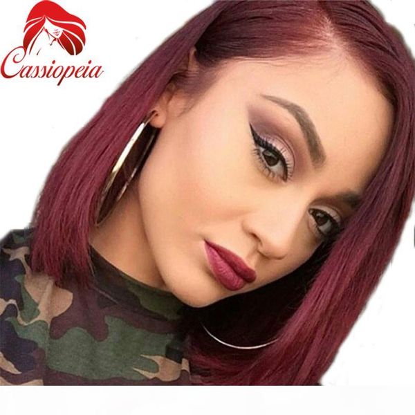 

burduny human hair bob wigs for black women short bob virgin hair lace front wigs bleached knots brazilian 99j bob full lace wigs, Black;brown