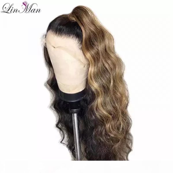 

ombre color curly lace front human hair wigs with baby hair pre plucked remy brazilian lace wigs bleached knots, Black;brown