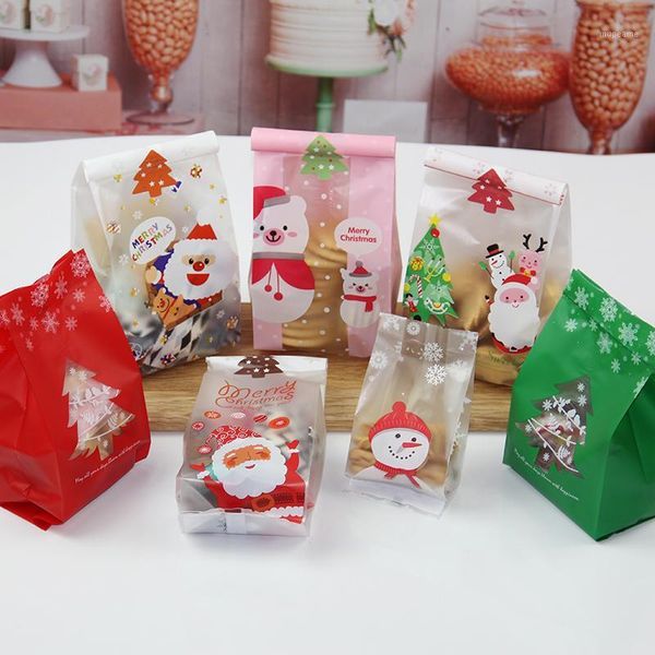 

gift wrap 50pcs/set christmas cookie sweets cake transparent bags packaging candy plastic bag wedding baby birthday party1