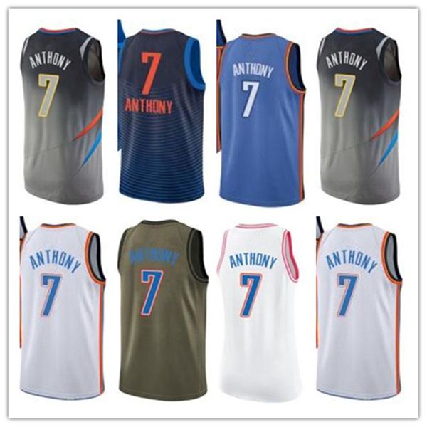 

custom 2021 style jerseys black white green army green 7 carmelo anthony basketball jersey ing, Black;red