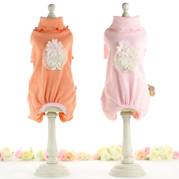 

полосатый цветок собака pajamas комбинезон pet products лето teddy yorkie 100% хлопчатобумажная одежда для собак pet cat chihuahua одежда со