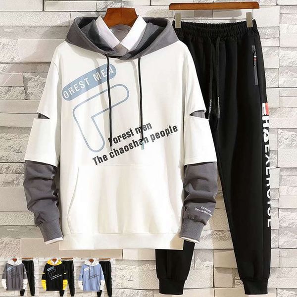 

spring and autumn men's sportswear suit student trend sweater, Gray