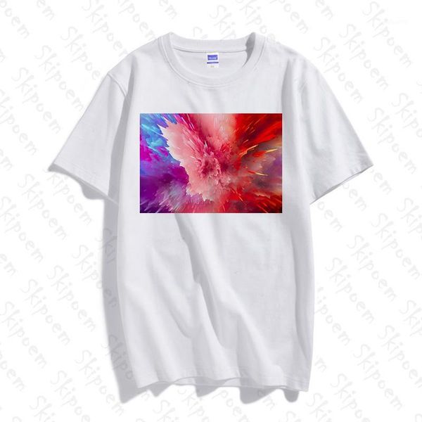 

abstract aesthetic color burst tshirt women vintage tumblr korean style punk skipoem plus size cotton tee shirt femme clothes1, White