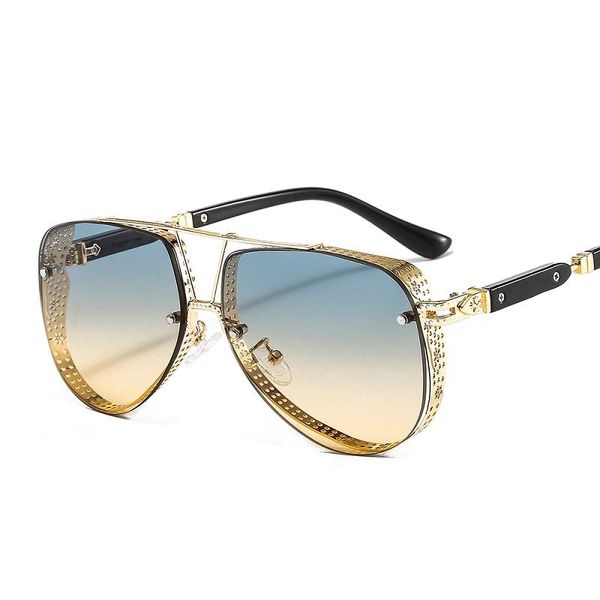 

sunglasses 2021 hollow pattern oval men women luxury trend brand designer metal alloy frame all fitness sun glasses uv400, White;black