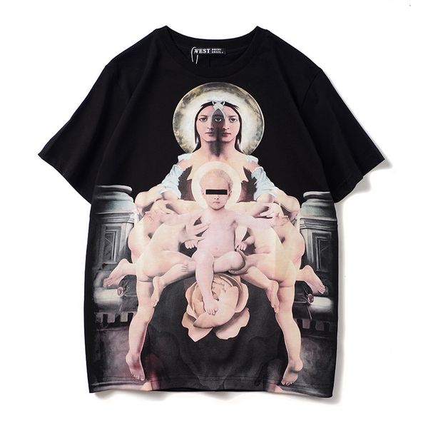 

new high men 2021 mary 3d paint hip shirt skateboard street cotton t-shirts kenye # bb2 juwt, White;black