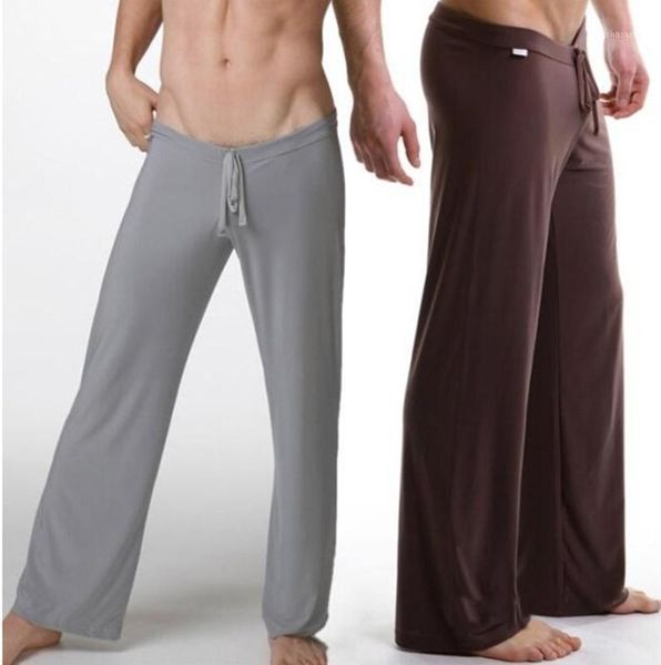 

1pcs black lounge long pants sleepwear sleep bottoms sheer new designer waist 2014 home gay wear mens1, Black;brown