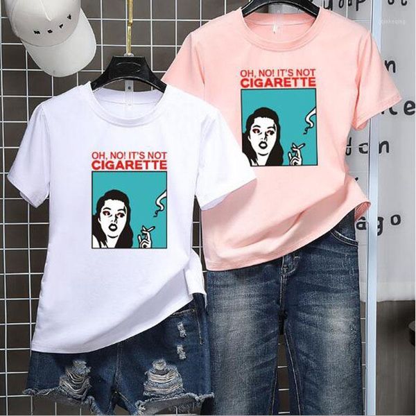 

smoking girl print t shirt women spring summer short sleeve o neck cotton spandex women tees slim fit tee shirt femme1, White