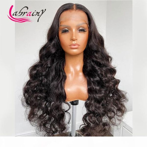 

13x6 hd transparent lace frontal human hair wigs body wave lace front wig pre plucked remy hair water wave bleached knots, Black;brown