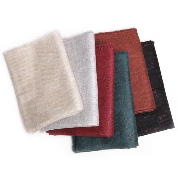 

scarves 100% goat cashmere clips silver yarns double-layer plaid women scarf shawl 80x200cm 6colors available, Blue;gray