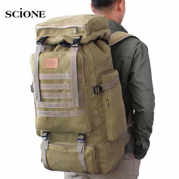 

outdoor bags 60l tactical bag backpack camping mountaineering men travel sport molle backpacks canvas xa84a1