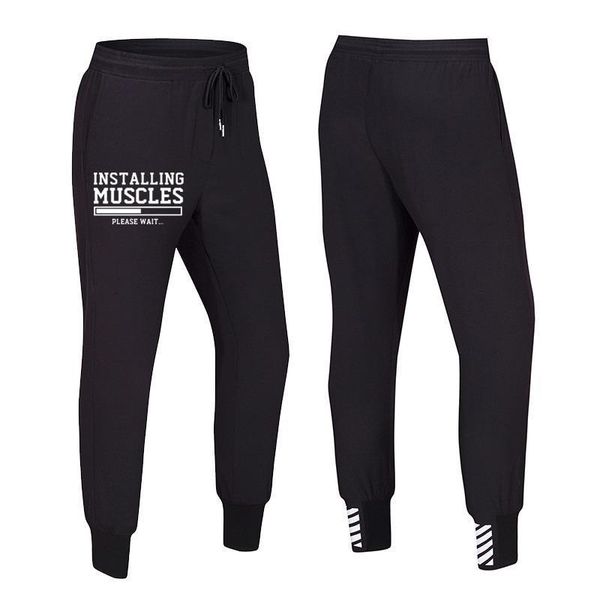 

men women 2020 pants printed installing muscles trousers fashion running swearing pants brand sweatpants clothing drop shipping, Black