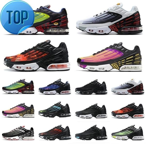 

new tn plus 3 sports shoes triple white black camo gradient pack tns mens womens trainers outdoor sports sneakers walking jogging 36 -45