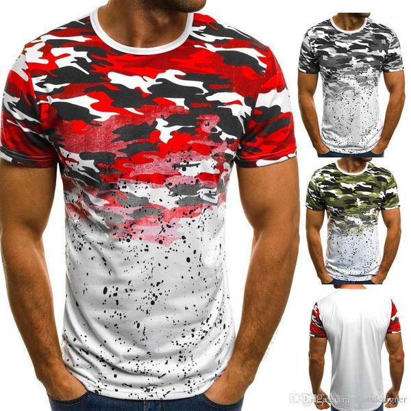 

clothing point casual apparel camouflage print mens summer tshirts crew neck short sleeve fashion style homme, White;black