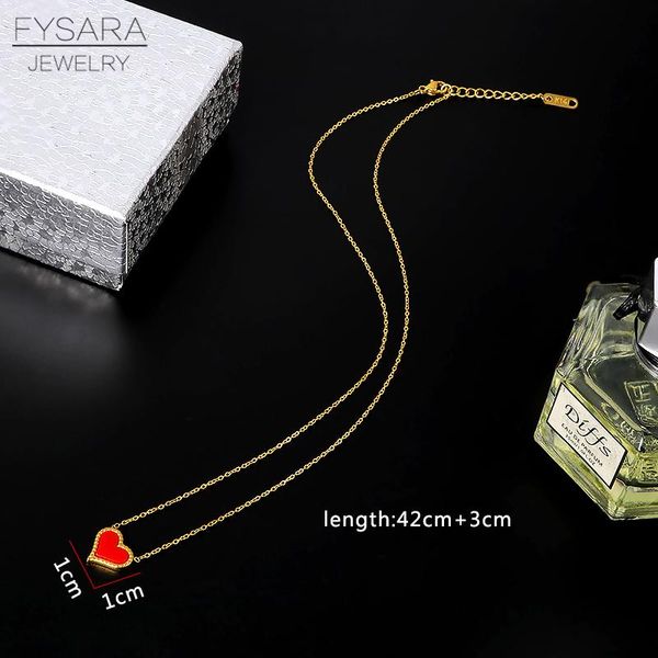 

fysara love heart beedant ожерелье для женщин короткие цепные ожерелья из нержавеющей стали золотая щепка цвет коллер воротник bijou wmtiks, Black