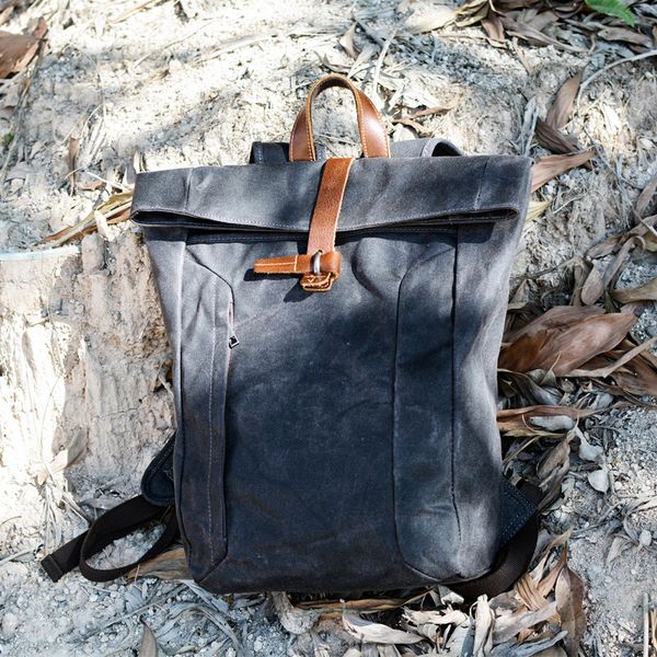 

задняя вощеная холст превосходные путешествия roll anti colute bag-доказательство воды большая емкость сумка студента f0q0