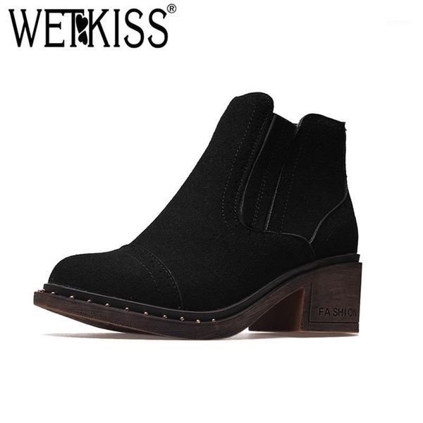 

boots wetkiss black thick plush women ankle winter super warm female snow shoes faux fur heels bootie casual boots1