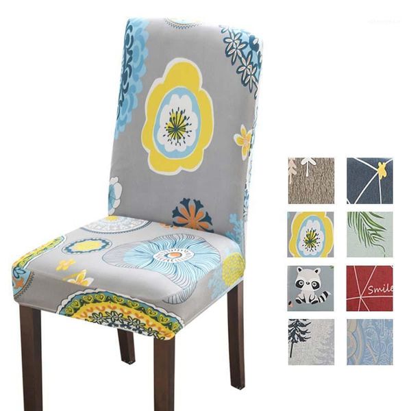 

cartoon printed stretch chair cover spandex elastic chair slipcover for dining room modern anti-dirty banquet kitchen seat case1