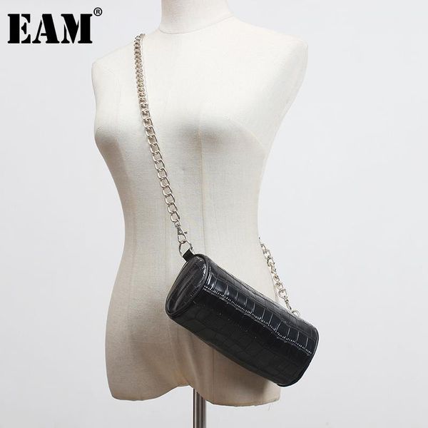 

eam] women new pu leather blach metal chain split personality accessories fashion tide all-match spring autumn 2020 1z746, Black;brown