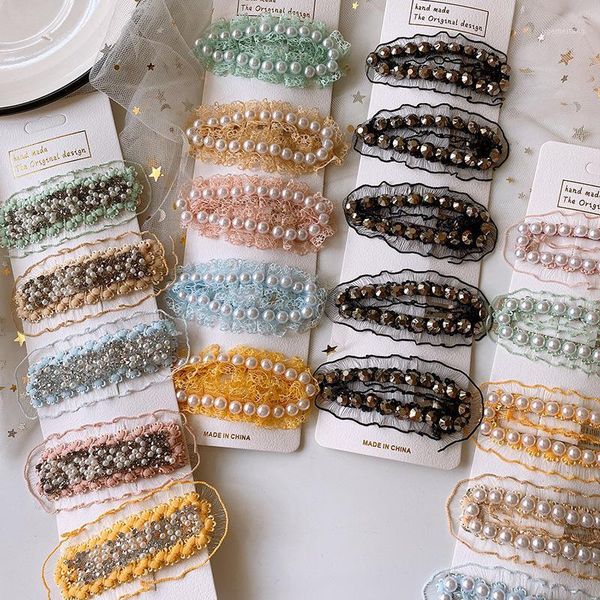 

5pc sweet lotus leaf girl hairpin cloth art pearl hair clips hair grips barrettes accessories headwear1, Slivery;white