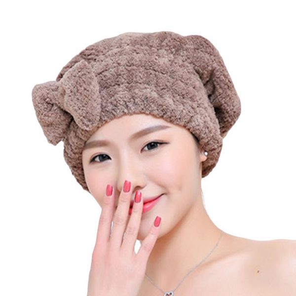 

women girls absorbent hair drying cap towels polyester thickened bowknot shower cap wom qylgzu