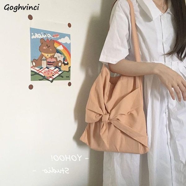 

cross body shoulder bags women handbags canvas bow large capacity solid pink student all-match simple fashion single strap special design