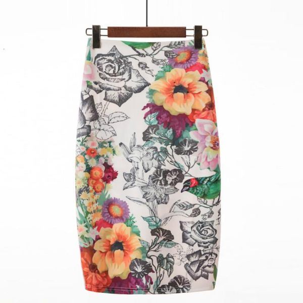 

beautiful skirts high street women floral pencil skirt 2018 stretch high waist bodycon midi skirt saias, Black