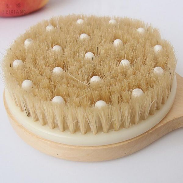 

feixiang 1pc nnatural pig mane mane massage щетка деревянная длинная ручка ванной ванной кисть удалить роговой щетиной d50 bbylda