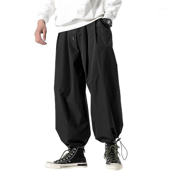 

men's pants design drawstring harem men baggy jogging japanese style male crotch wide leg casual loose trousers1, Black