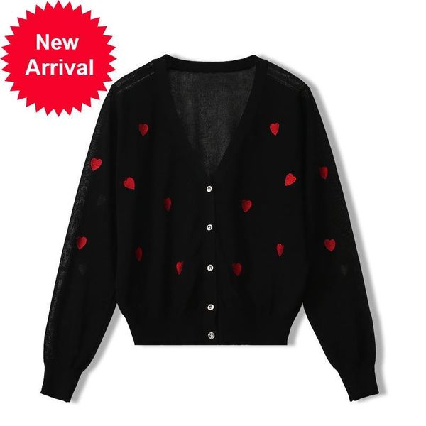 

2021 new summer women white embroidery manner black sweater designer luxury trademark decorate v cardigans long clothes a901, White;black
