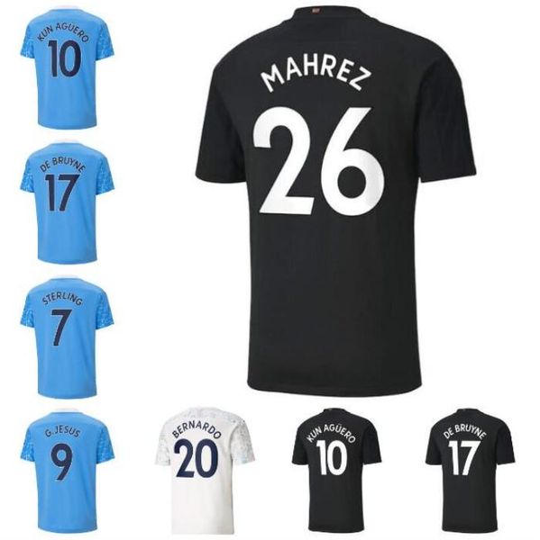 

new 20 21 sterling de bruyne kun aguero soccer jersey 2020 2021 sane jesus football shirt men+ kids kit sets uniform, Black;yellow