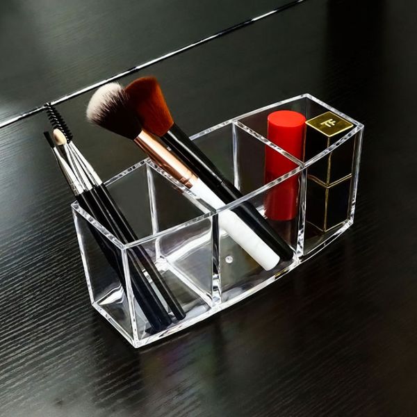 Organizzatore di pennelli per la spazzola per campeggio per la scatola di stoccaggio cosmetico acrilico trasparente per la matita per rossetto.