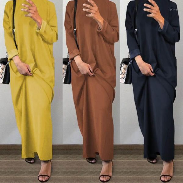 

vintage solid maxi dress women's back split sundress zanzea 2020 casual long sleeve spring vestidos female hollow robe plus size1, Black;gray