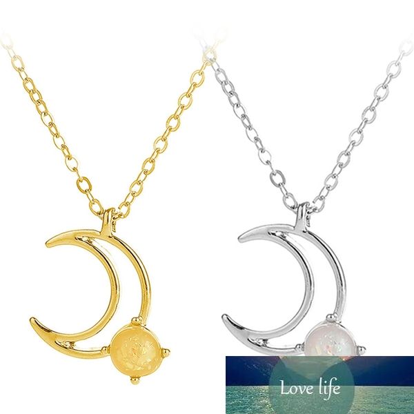 Золотой цвет Маленькая луна Кулон Ожерелья стерлингов Сцепление Crescent Choker Ожерелье Заявление Ювелирные Изделия для женщин
