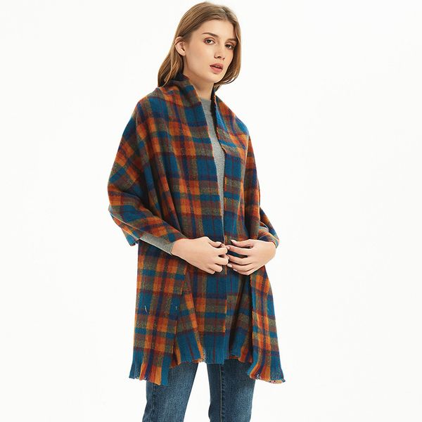 

fashion scarf 2020 autumn and winter new scarf factory direct sales men lady couple warm shawl barbed plaid scarf wholesale fashion design, Blue;gray