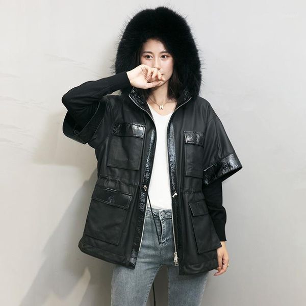 

real genuine leather jacket autumn winter coat women clothes 2020 korean vintage sheepskin coat windbreaker black zt45151