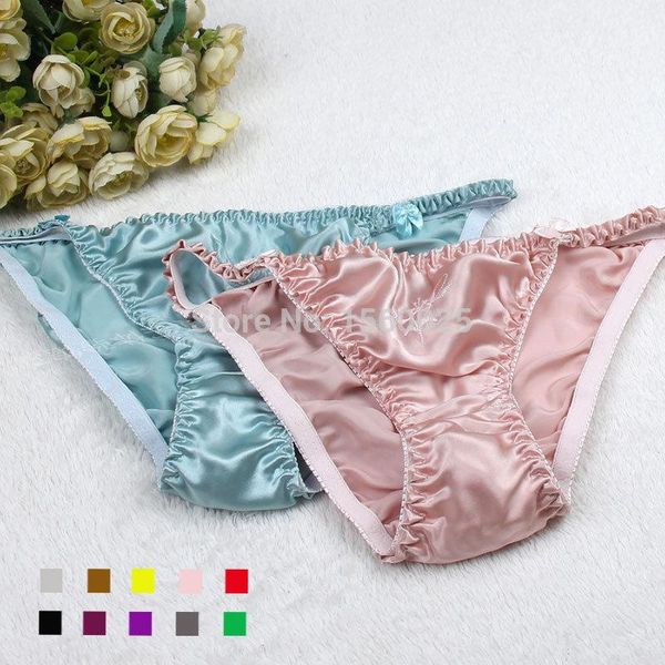 

wholesale-sale pure silk panties women 100% mulberry briefs low-waist lingerie t thongs /l/xl 1 women's, Black;pink