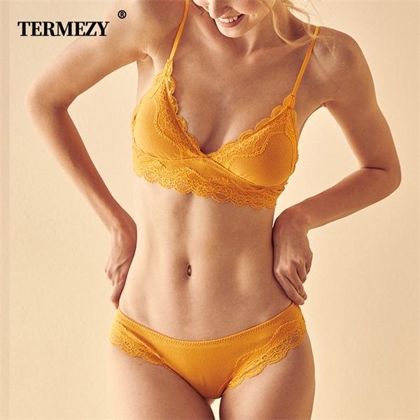 

termezy cotton underwear lace lingerie romantic temptation women stripes bra and panties set c1212, Black;white