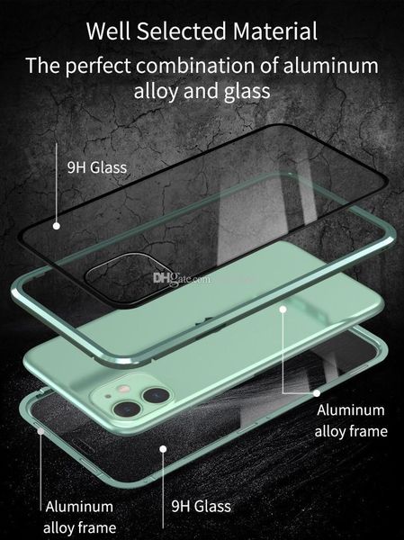 

magnetic privacy metal case for iphone 12 11 pro max xs max xr x 7 8 6s tempered glass built- qylkhd yyysports