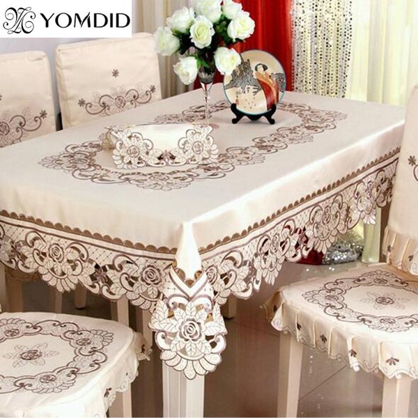 Jantar Bordado / Toalha de Mesa Retangular Floral de Casamento para Home Hotel Round and Square Table Pano 201120