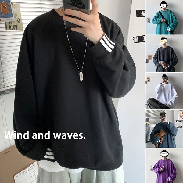 

autumn 2020 new men's fashion korean round neck sportswear long sleeve sweater youth casual loose pullover, Gray