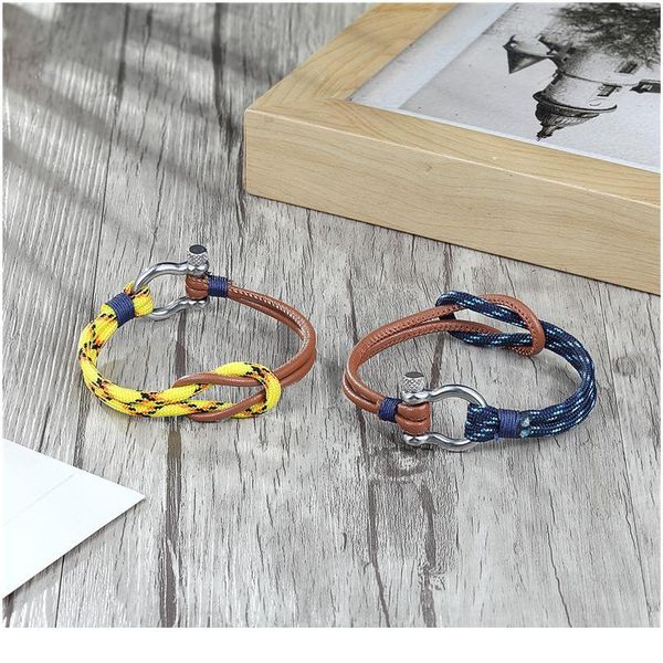 

tangyin charm love multilayer navy style stainless steel leather rope buckles survival bracelet gift for men women qylram