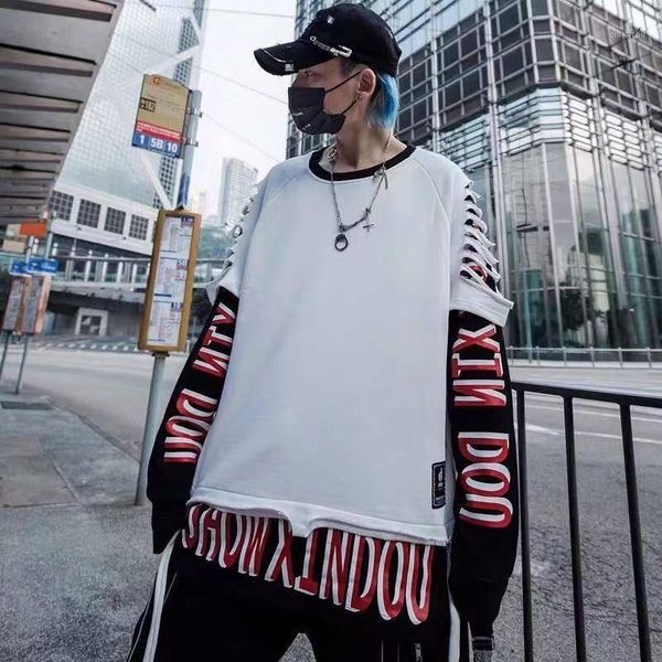 

hip hop letter print hoodies men women o-neck streetwear autumn patckwork hoodie sweatshirts homme high street hoodies males1, Black