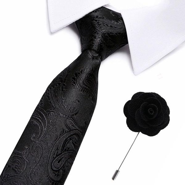 

wedding necktie mens brooch neckties gravata jacquard woven 7.5 cm 100% slik tie business formal dress accessories mens ties1, Black;gray