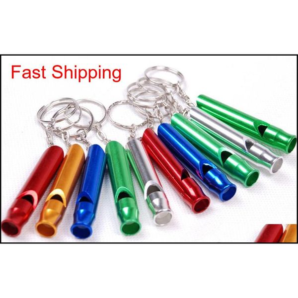 

aluminum emergency survival whistle keychain for camping hiking outdoor sport edc tools multifunctional training whistle sc017 htryz