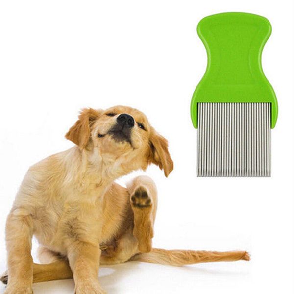 Pettine per cani Rimuovi pulci Sporco Polvere Spazzola per capelli Pettine per peli di pelliccia Cucciolo di gatto Pettine Spazzola per cani Multifunzione Pet Grooming Deworming Brushs YL0250