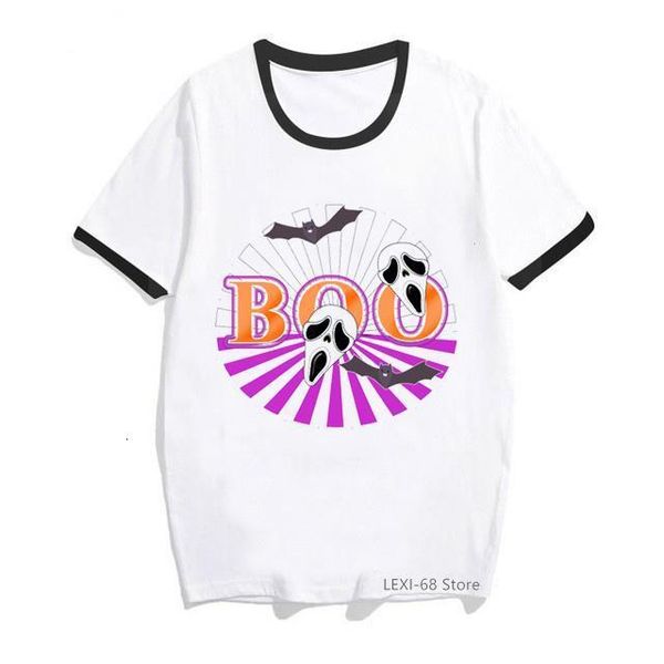 

funny boo no face pumpkin print female t-shirt graphic tees women clothes 2021 white vogue t shirt summer tee shirt femme
