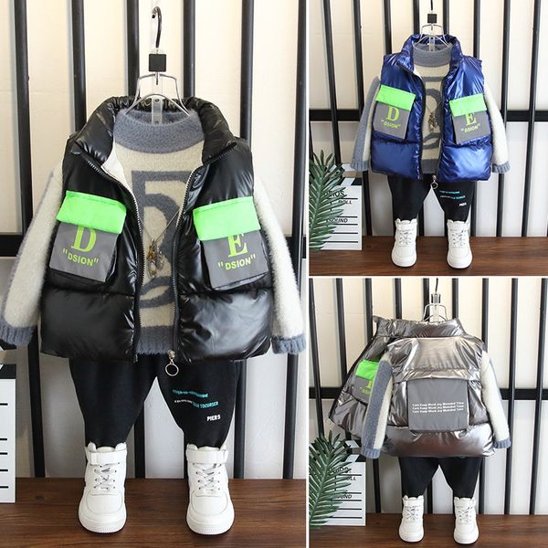 

children's wear boys' winter cotton padded clothes, Blue;gray