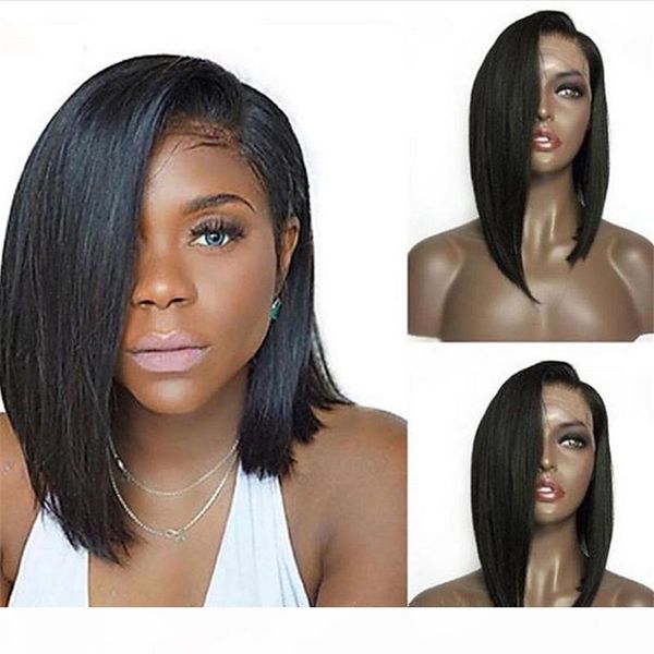 

stock full lace wig 1b layer straight human hair brazilian lace front bob wig ing, Black;brown