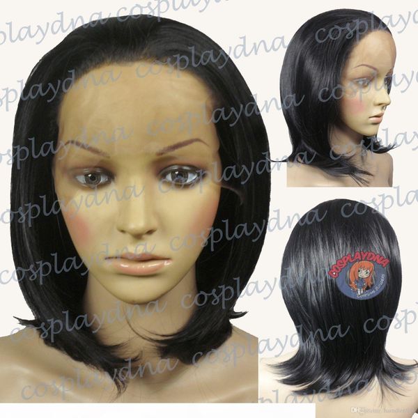 

gt;&gt;&gt; heat resistant lace front black layered straight flip medium cosplay wigs, Black;brown