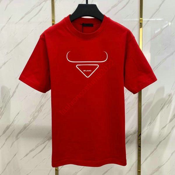 

2022 summer men's printed round neck oversized printed jersey t-shirt triangle t-shirt short-sleeved slim handsome cotton fashion casua, White;black